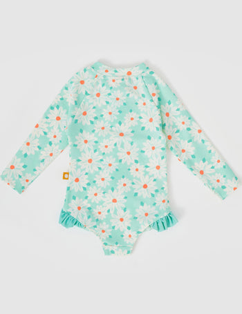 Daisy Delight Long Sleeve Swimsuit Lagoon