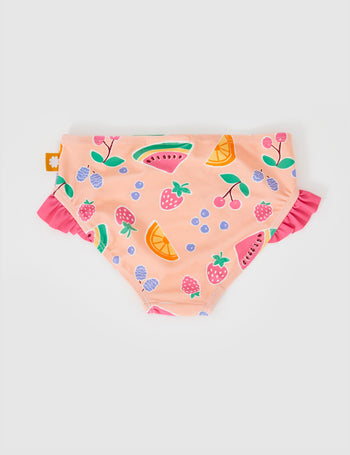 Fruit Salad Frill Leg Bikini Bottom Peach Multi