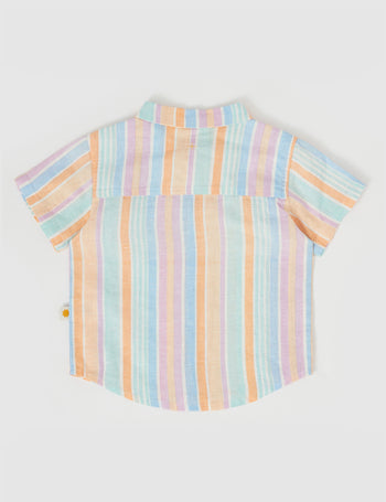 Holiday Linen Shirt Pastel Stripe