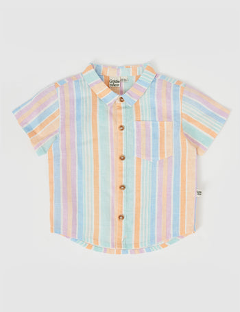 Holiday Linen Shirt Pastel Stripe