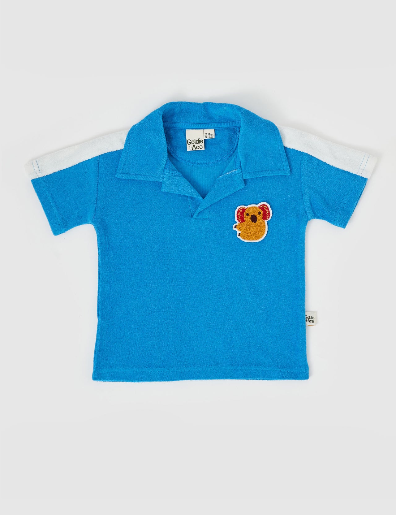 Koala Hug Terry Towelling Polo Shirt Ocean