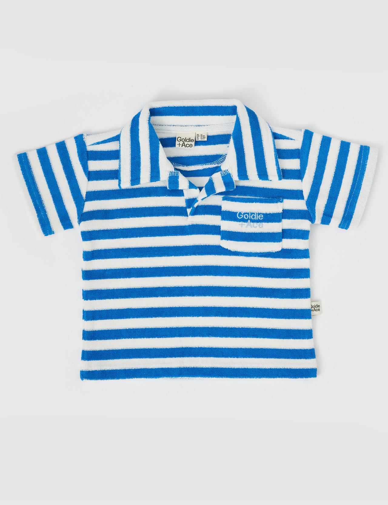 Oasis Terry Towelling Polo Shirt Azure Stripe