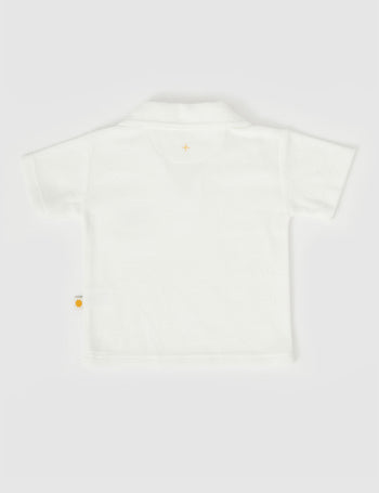 Oasis Terry Towelling Polo Shirt Ivory