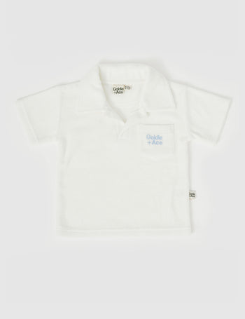 Oasis Terry Towelling Polo Shirt Ivory