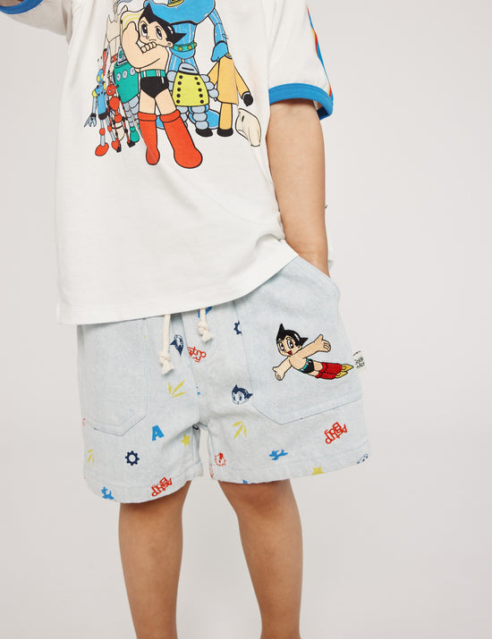 Astro Boy Vintage Washed Denim Shorts