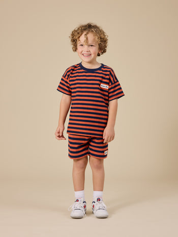 Reverse Stripe Noah Shorts Rust