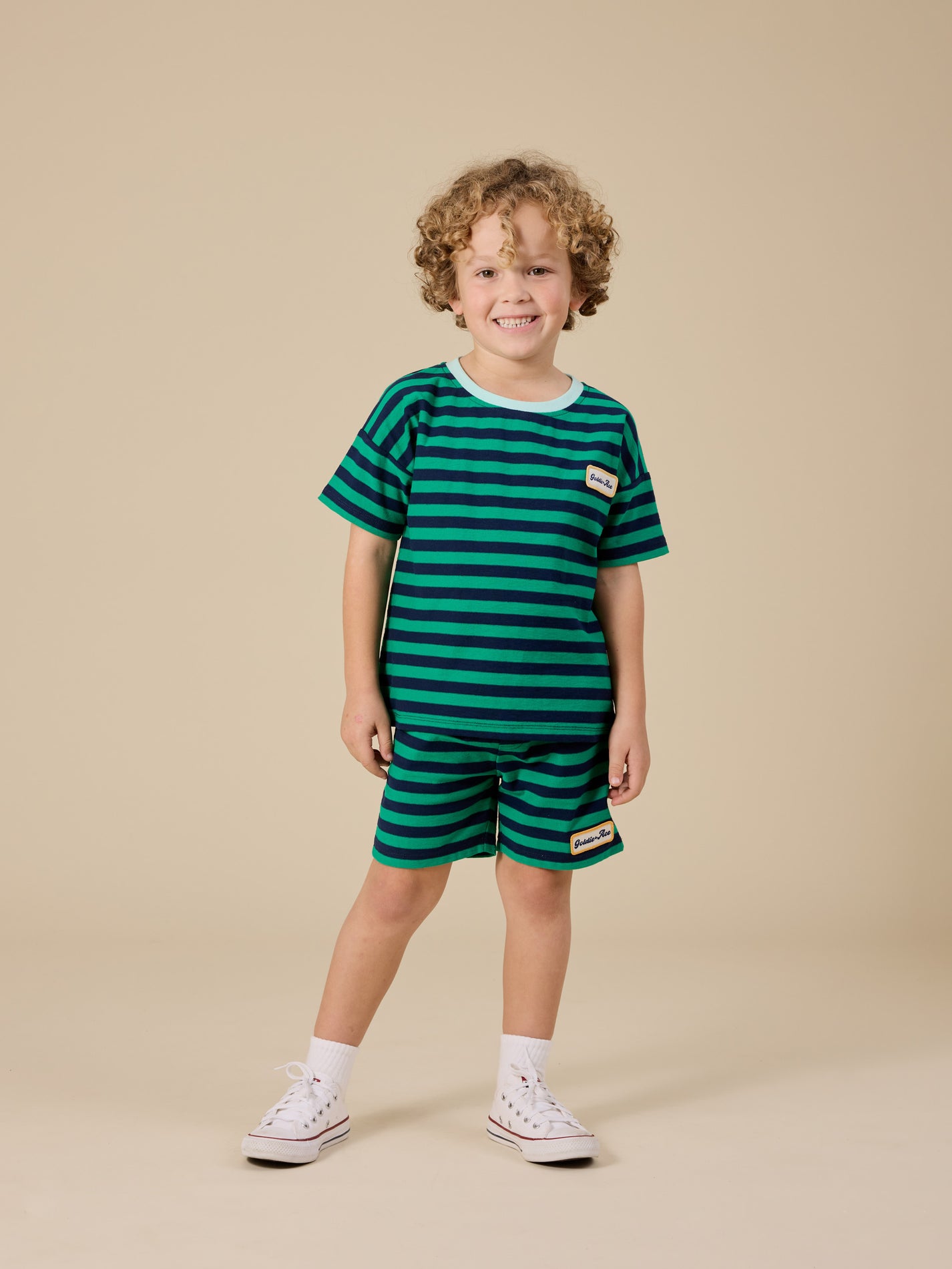 Reverse Stripe Noah Shorts Emerald