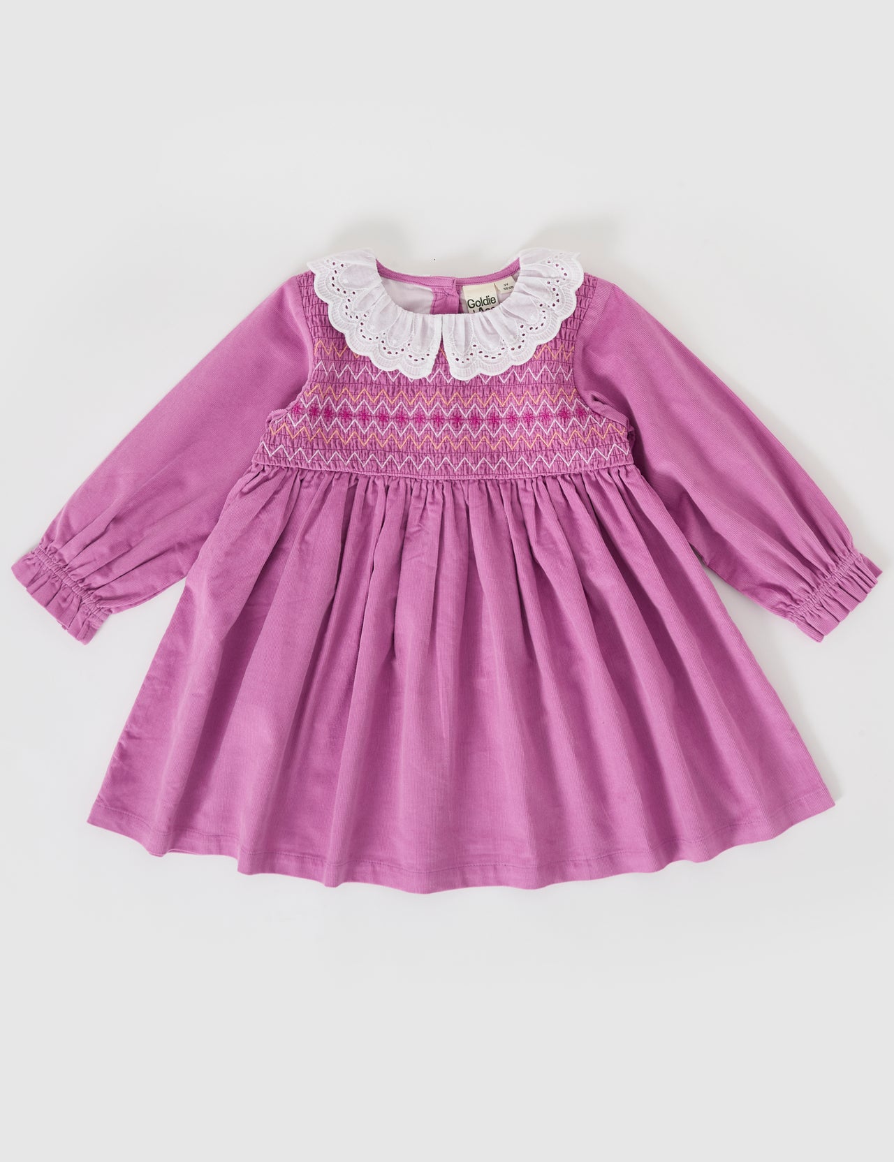 Daphne Long Sleeve Corduroy Smocked Dress