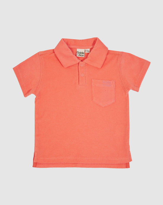 Oasis Terry Towelling Polo Shirt Flamingo Pink
