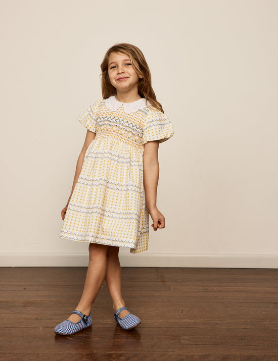 Flo Smocked Dress Spotty Yellow