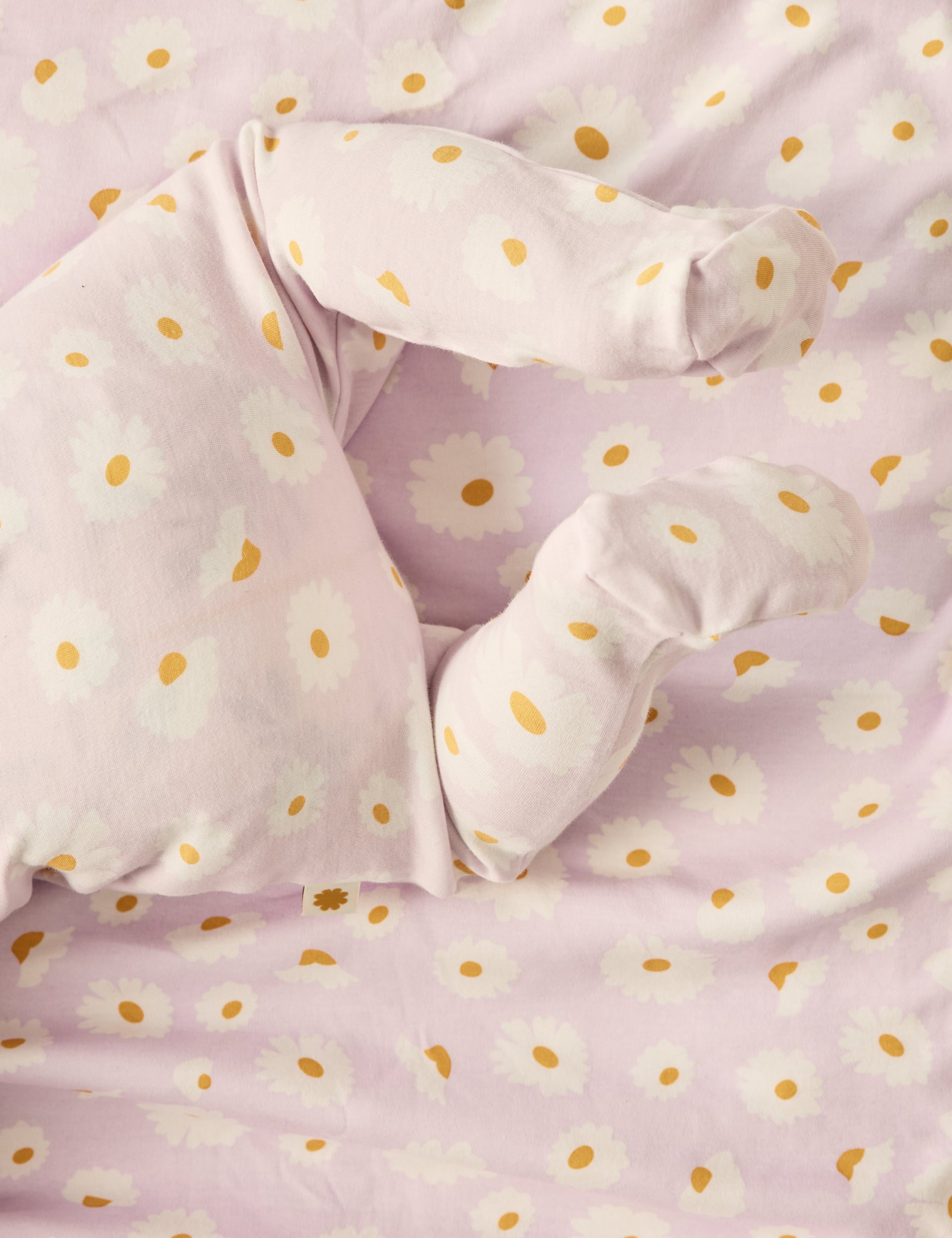 Dancing Daisy Print Footed Zipsuit Lavender