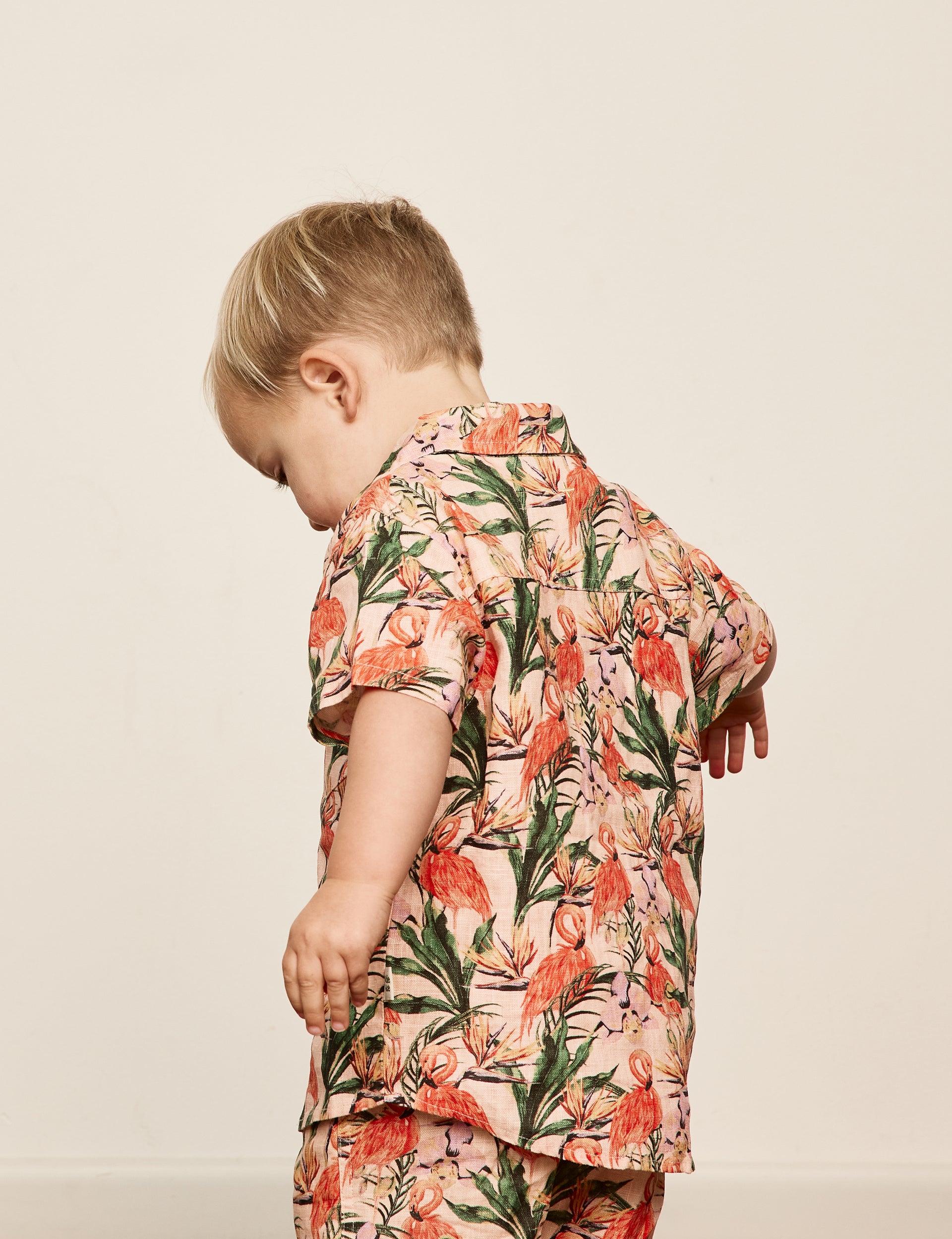 Holiday Linen Shirt Flamingo Peach