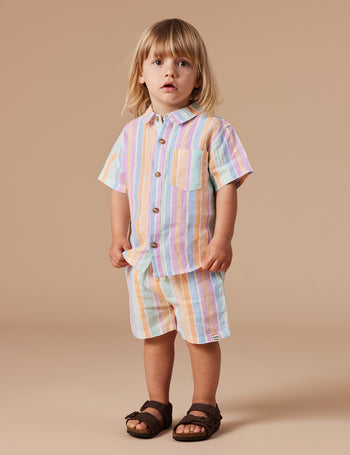 Holiday Linen Shirt Pastel Stripe