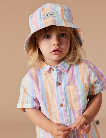 Holiday Linen Shirt Pastel Stripe