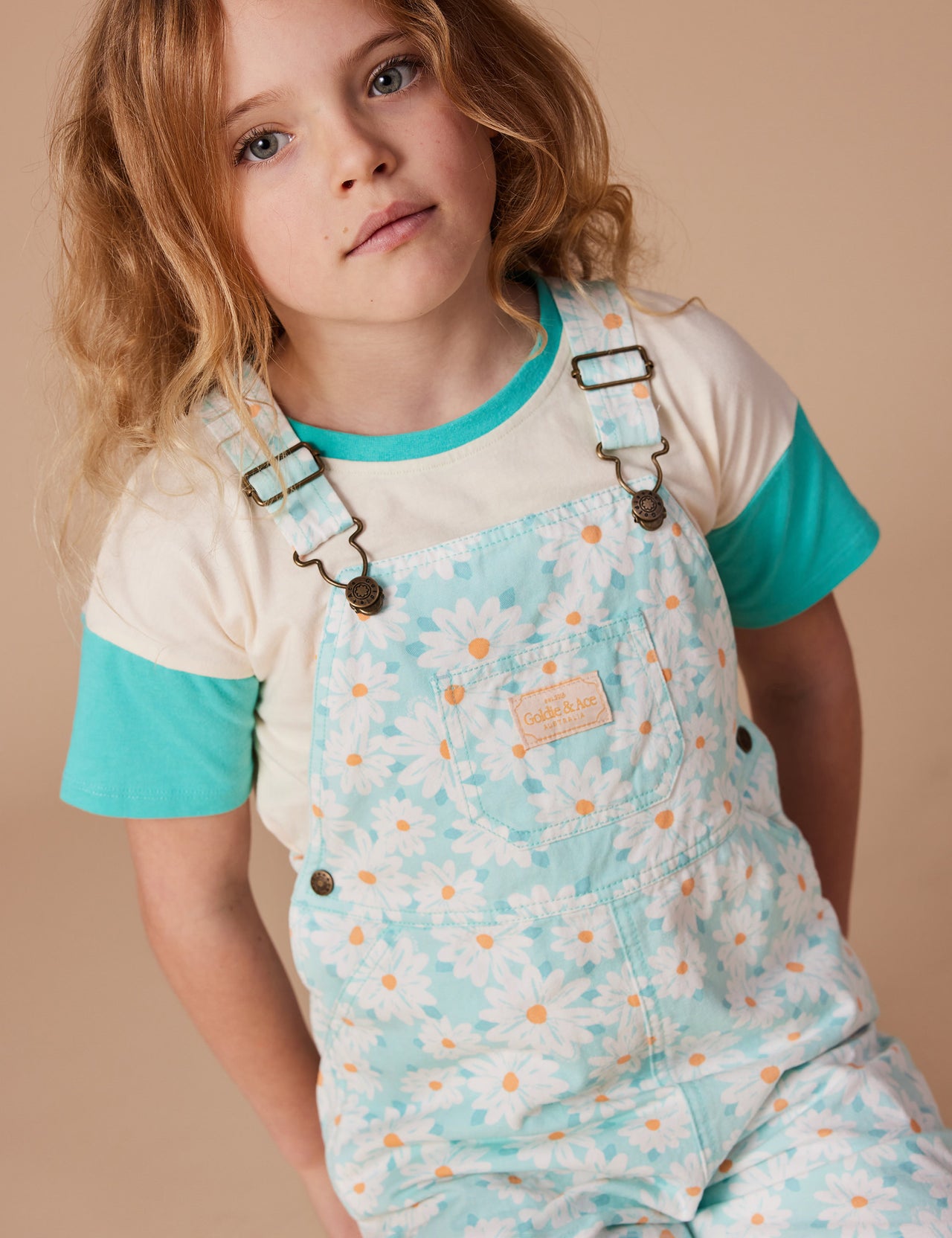 Burton Daisy Delight Denim Overalls Lagoon