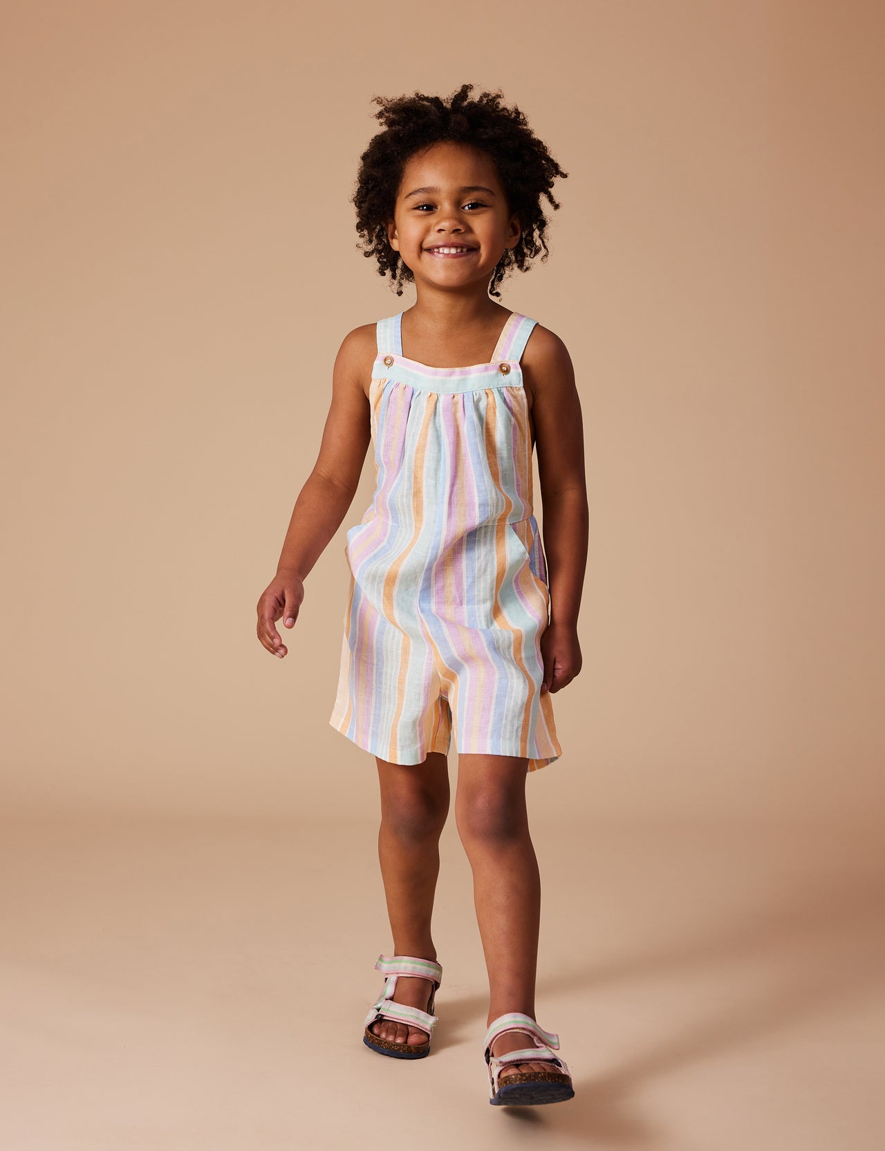 Capri A Line Shortalls Pastel Stripe