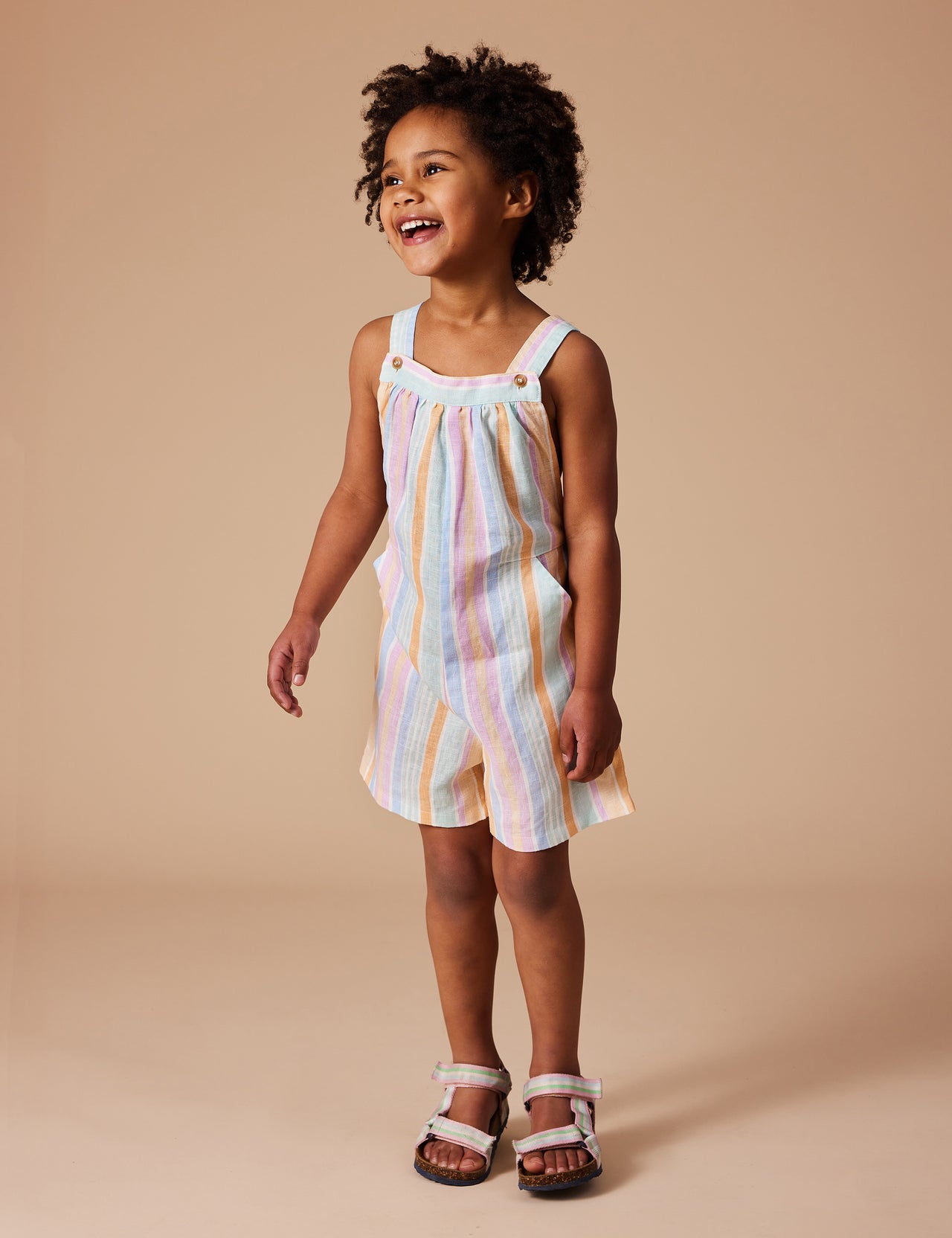 Capri A Line Shortalls Pastel Stripe