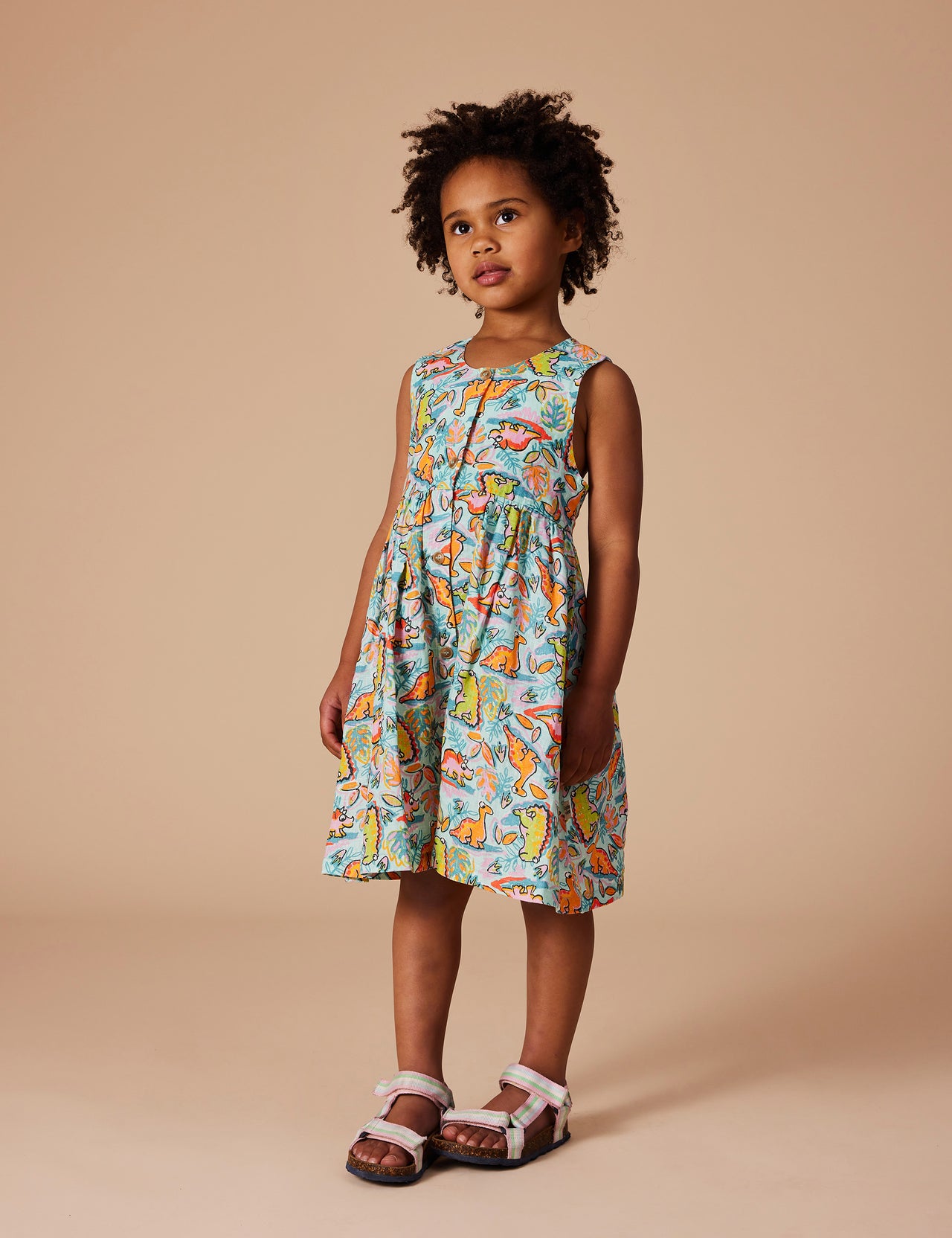 Wendy Y-Back Linen Dress Dino Jungle Sea Foam