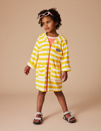 Little Fishy Terry Towelling Cover Up Lemon Stripe