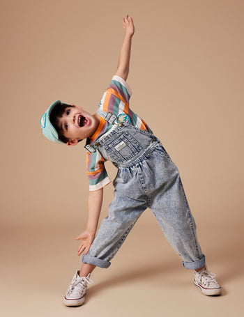 Austin Vintage Washed Denim Overalls Light Denim