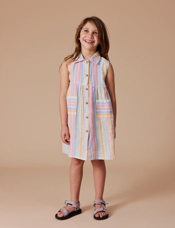 Rudy Linen Dress Pastel Stripe