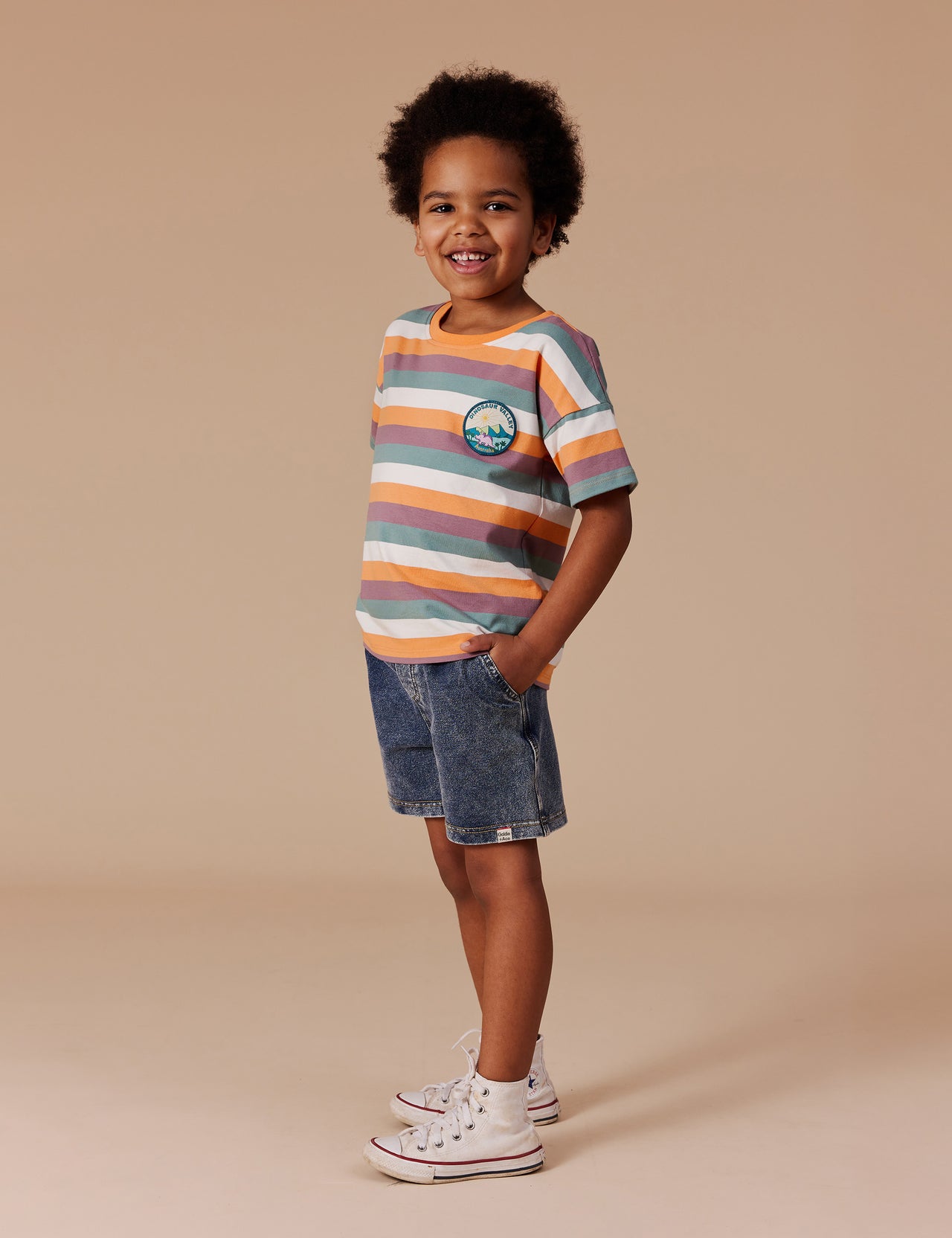 Dino Valley Nostalgia Stripe T-Shirt Golden Multi