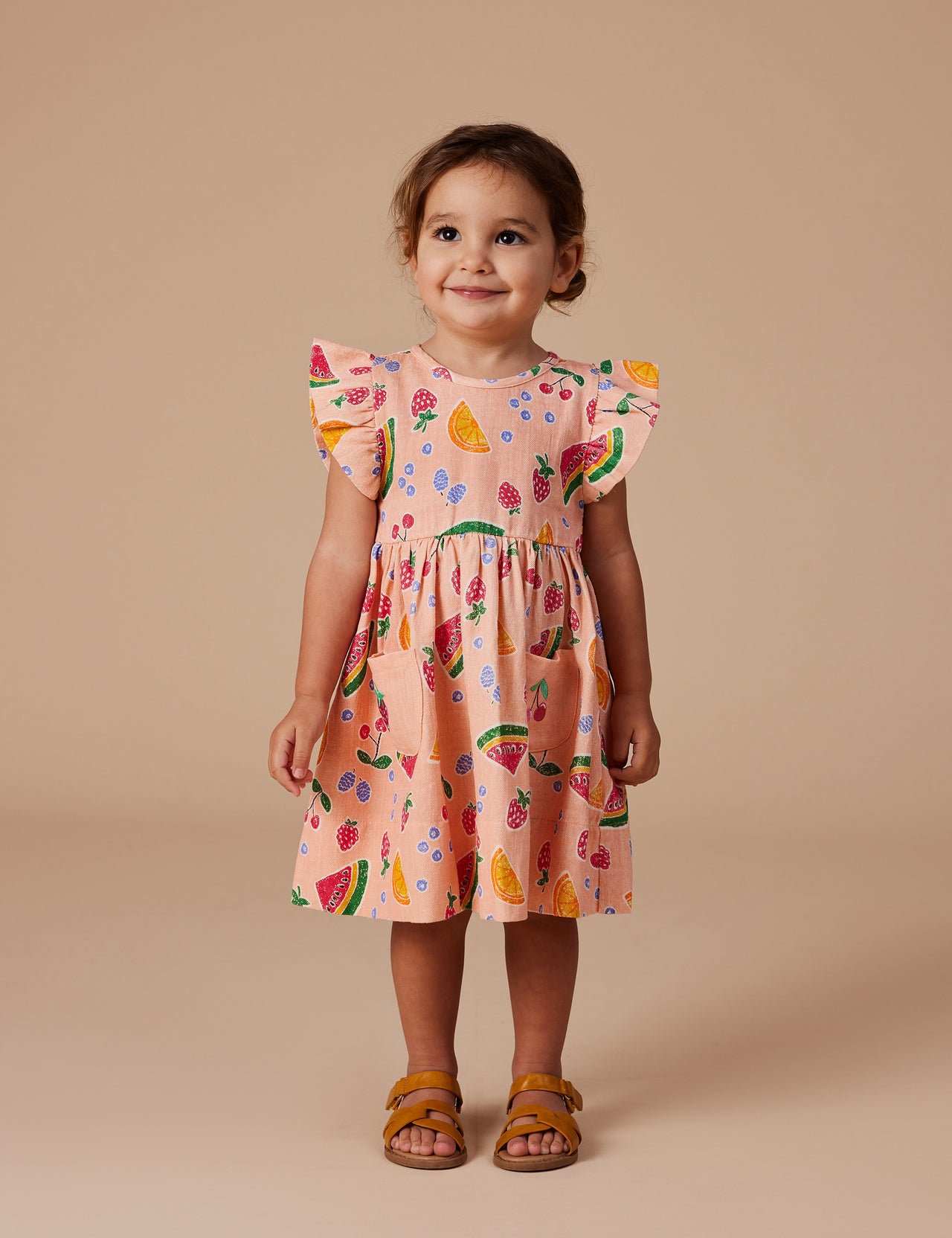 Lyla Linen Dress Fruit Salad Peach Multi