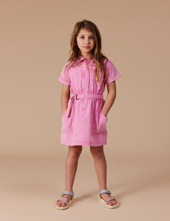 Piper Denim Belted Dress Bubblegum