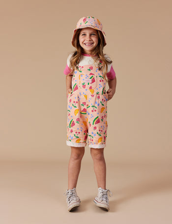 Burton Fruit Salad Linen Overalls Peach Multi