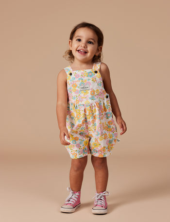 Bessie Bubble Shortalls Flower Child Yellow Multi