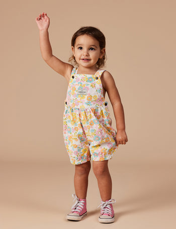 Bessie Bubble Shortalls Flower Child Yellow Multi