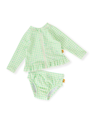 The Gingham Daisy Zip Up Baby Swim Set