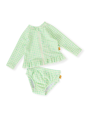 The Gingham Daisy Zip Up Baby Swim Set