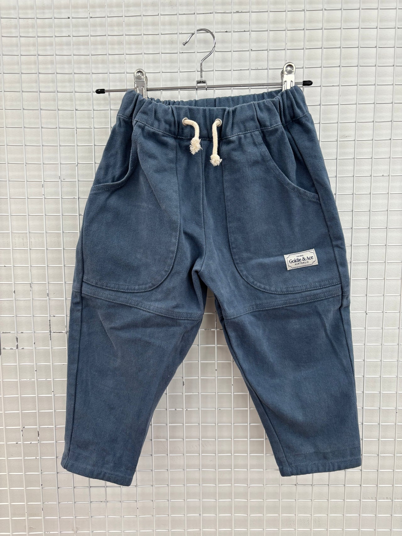 DREW BRUSHED TWILL POCKET PANT - STEEL BLUE