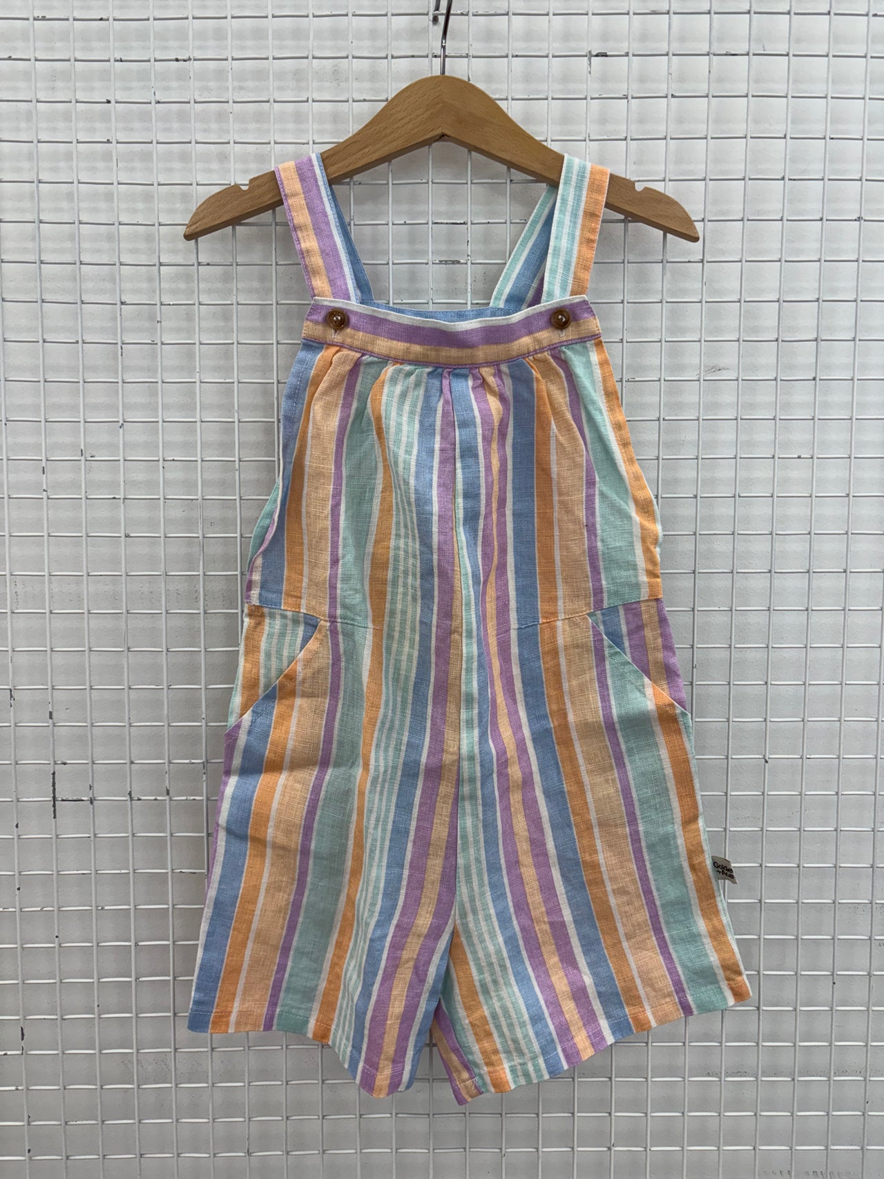 A-LINE LINEN SHORTALLS - PASTEL STRIPE