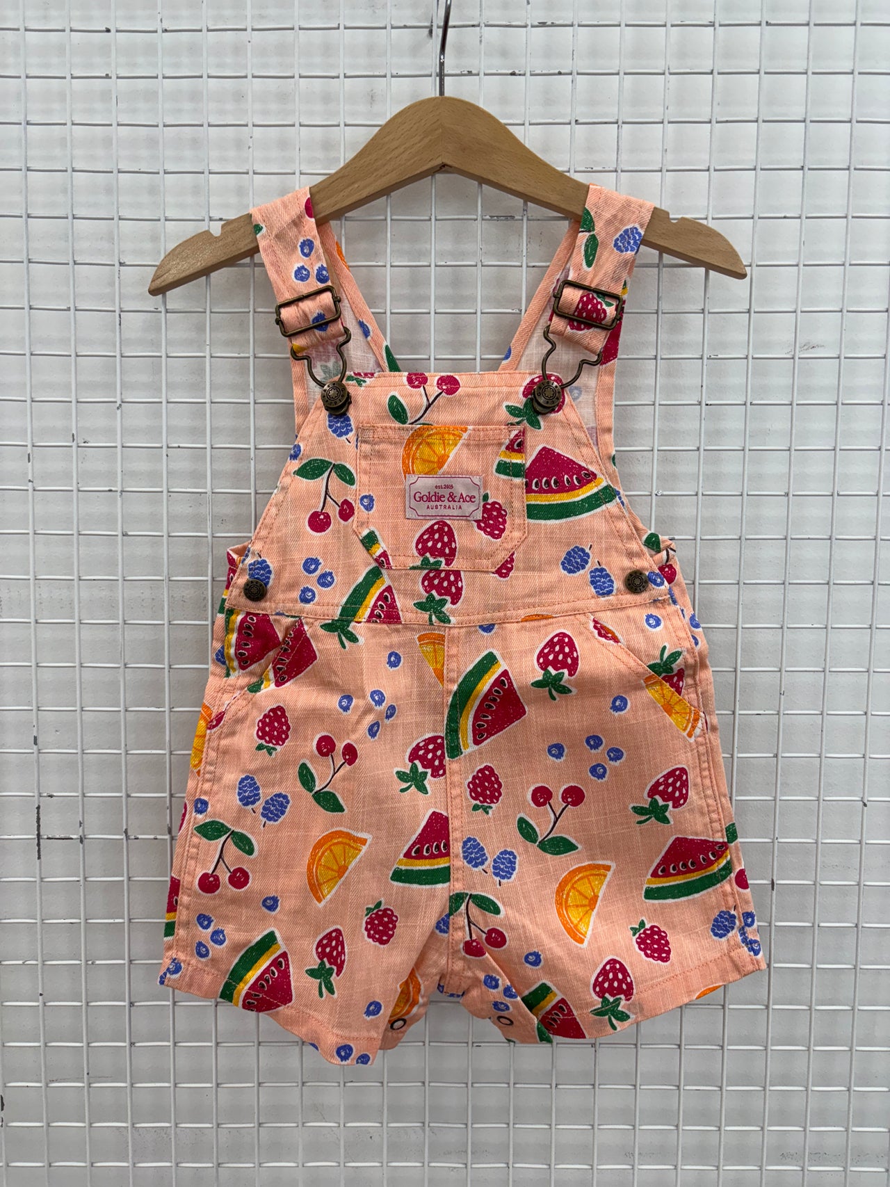 BURTON LINEN OVERALLS FRUIT SALAD - 3-6M