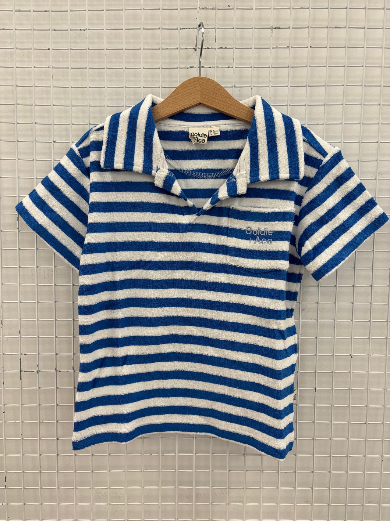 TERRY TOWELLING POLO SHIRT - BLUE STRIPE