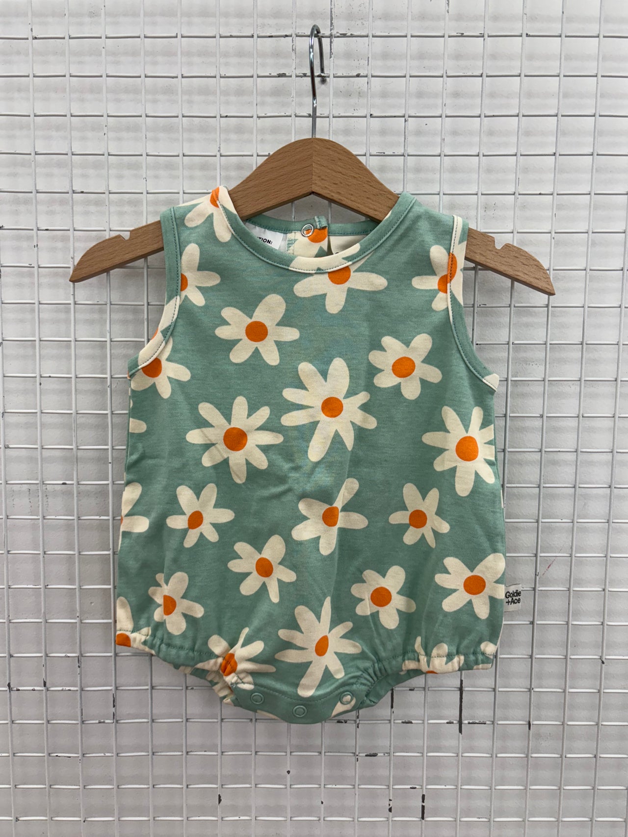 BUBBLE ROMPER DITZY DAISY MINT - 0-3M