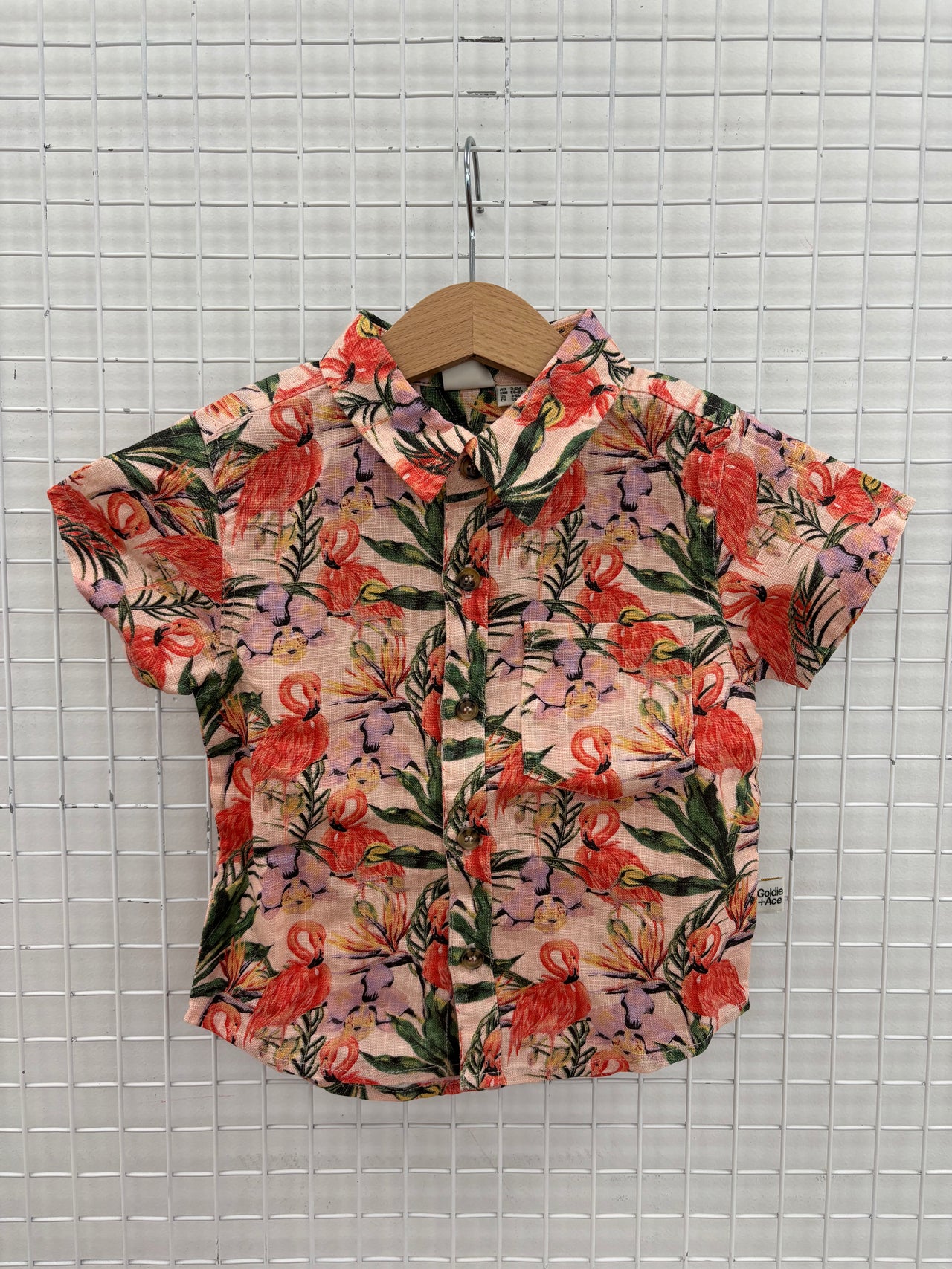 LINEN SHIRT FLAMINGO PEACH - 3-6M