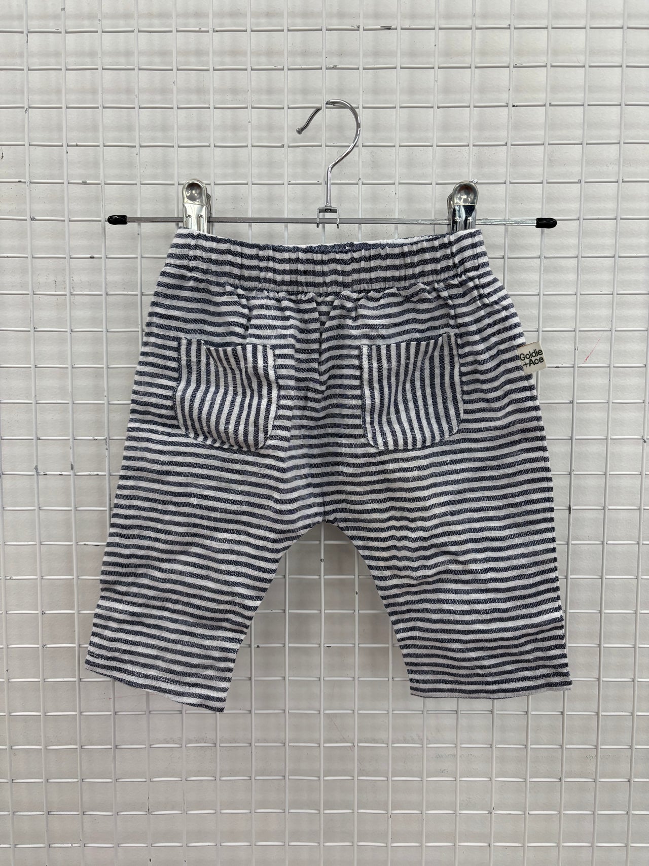 LINEN POCKET PANTS NAVY STRIPE - 3-6M