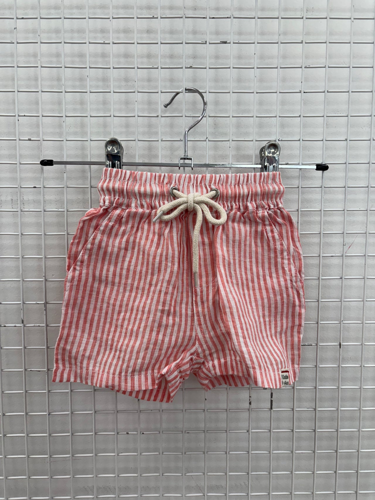 LINEN SHORTS ORANGE STRIPE - 3-6M