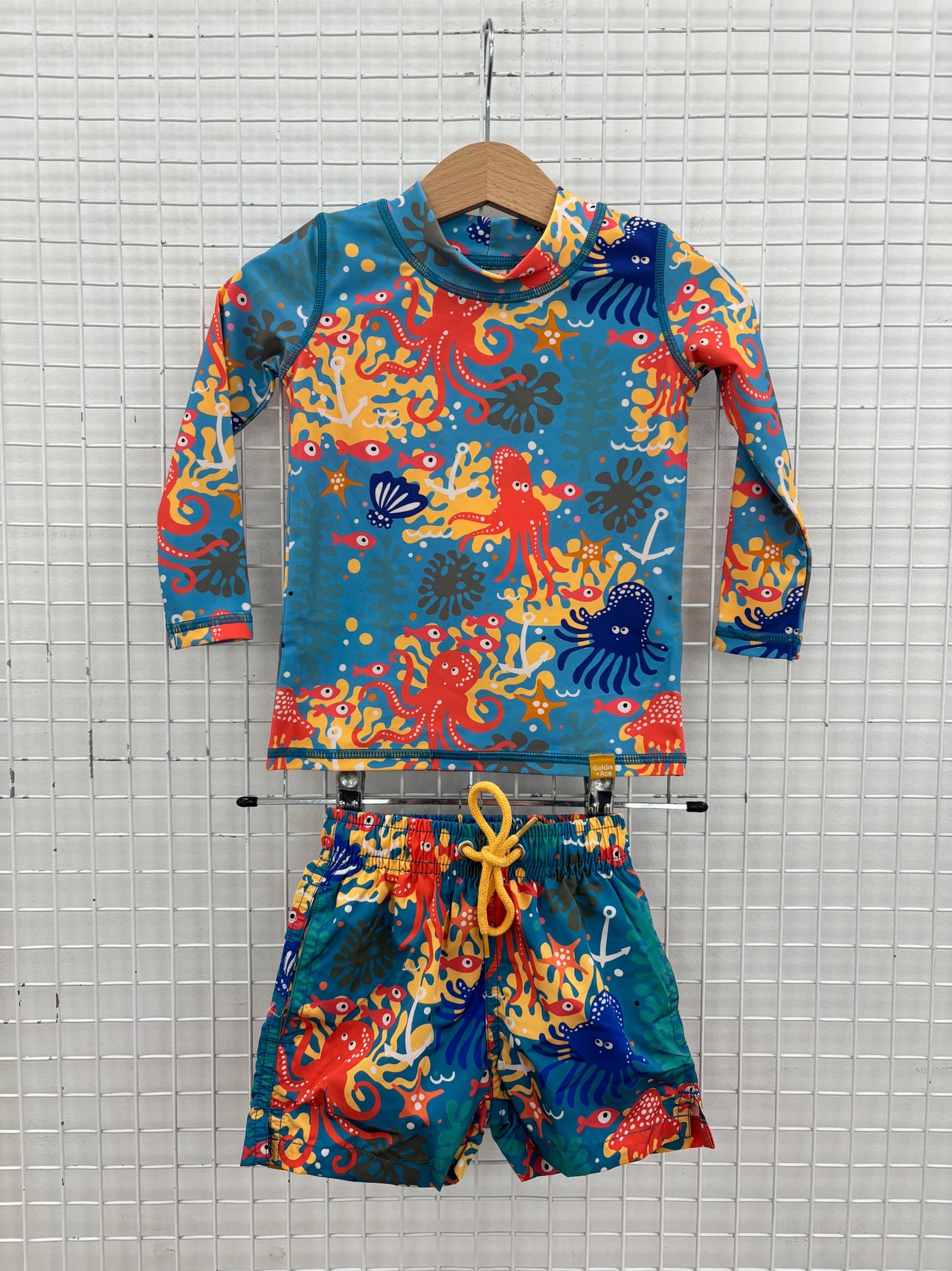 BOARD SHORT + RASH VEST SET SEA PARTY - 3-6M