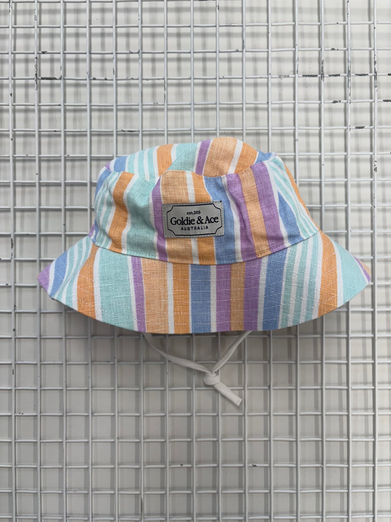 LINEN BUCKET HAT PASTEL STRIPE - 6-18M