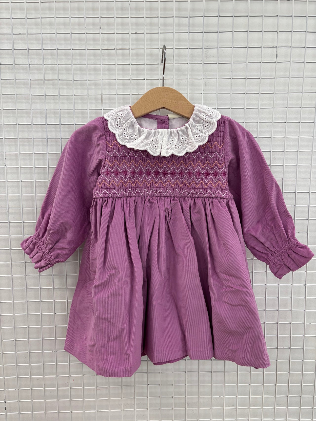 DAPHNE LONG SLEEVE CORDUROY DRESS - LOLLY PINK