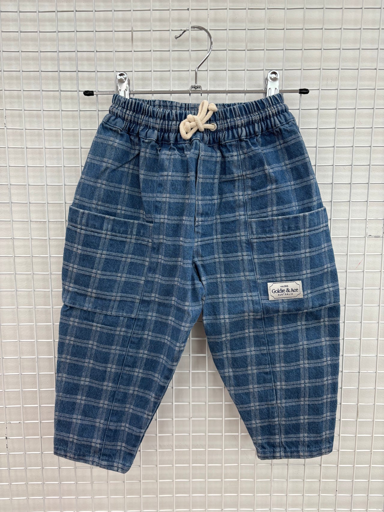 KIT DENIM POCKET PANT - BLUE CHECK