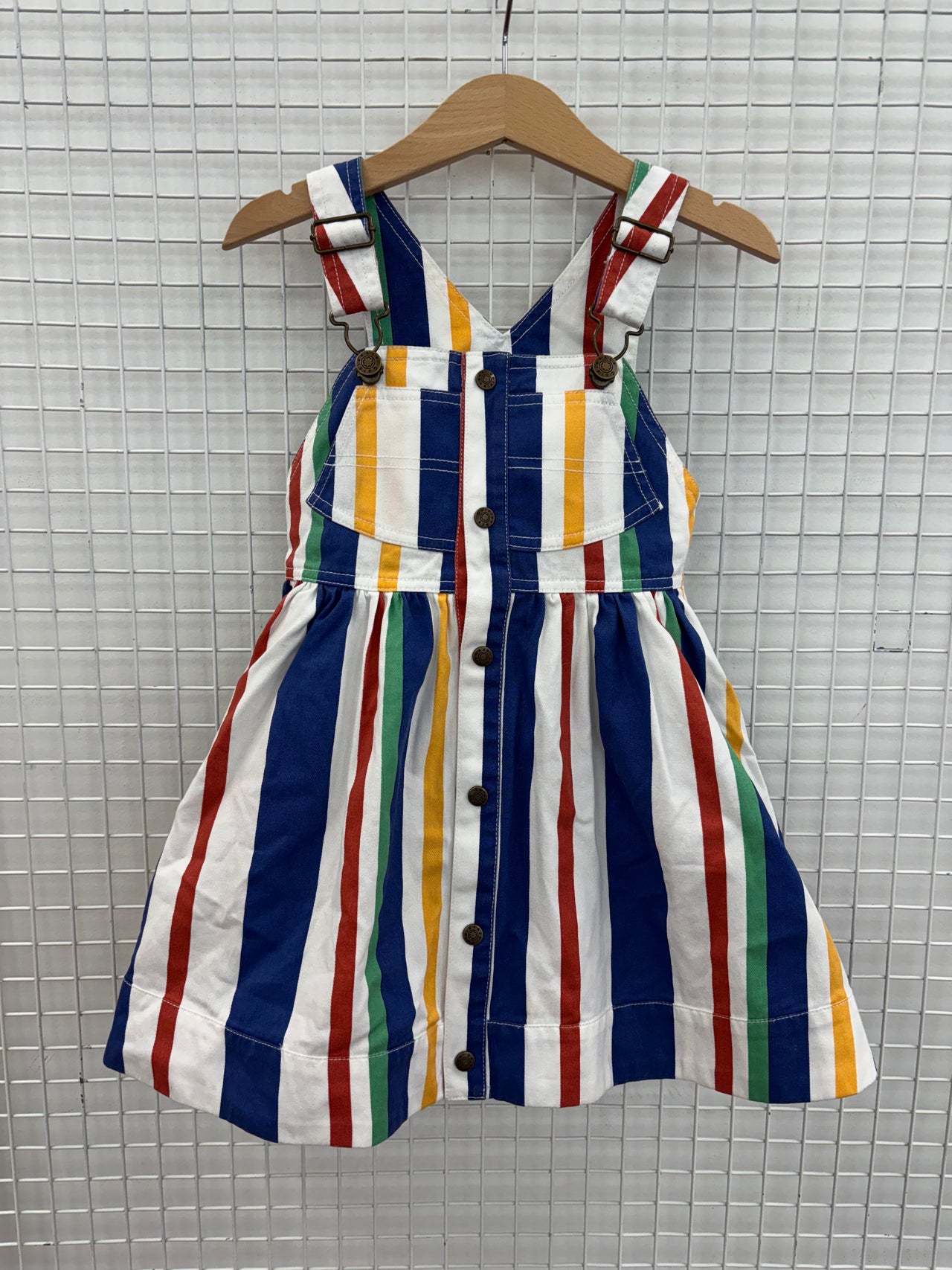 HEIDI DENIM DRESS BOLD WHITE STRIPE - 2Y