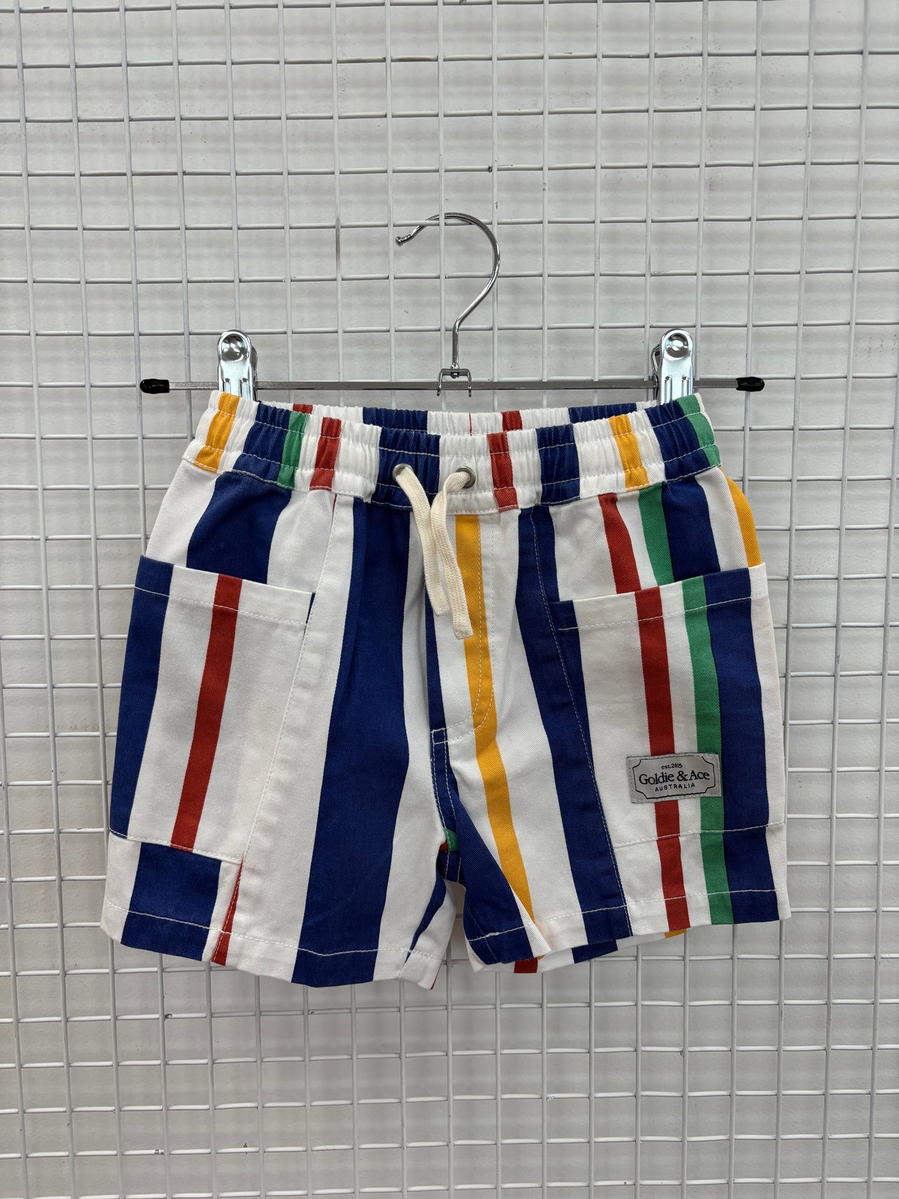 NOAH DENIM POCKET SHORTS BOLD WHITE STRIPE - 2Y