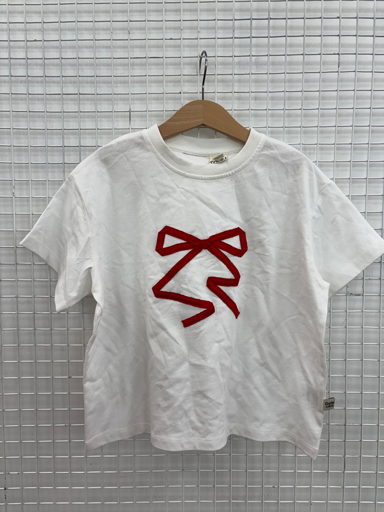 WHITE BOW T-SHIRT - 3-4Y