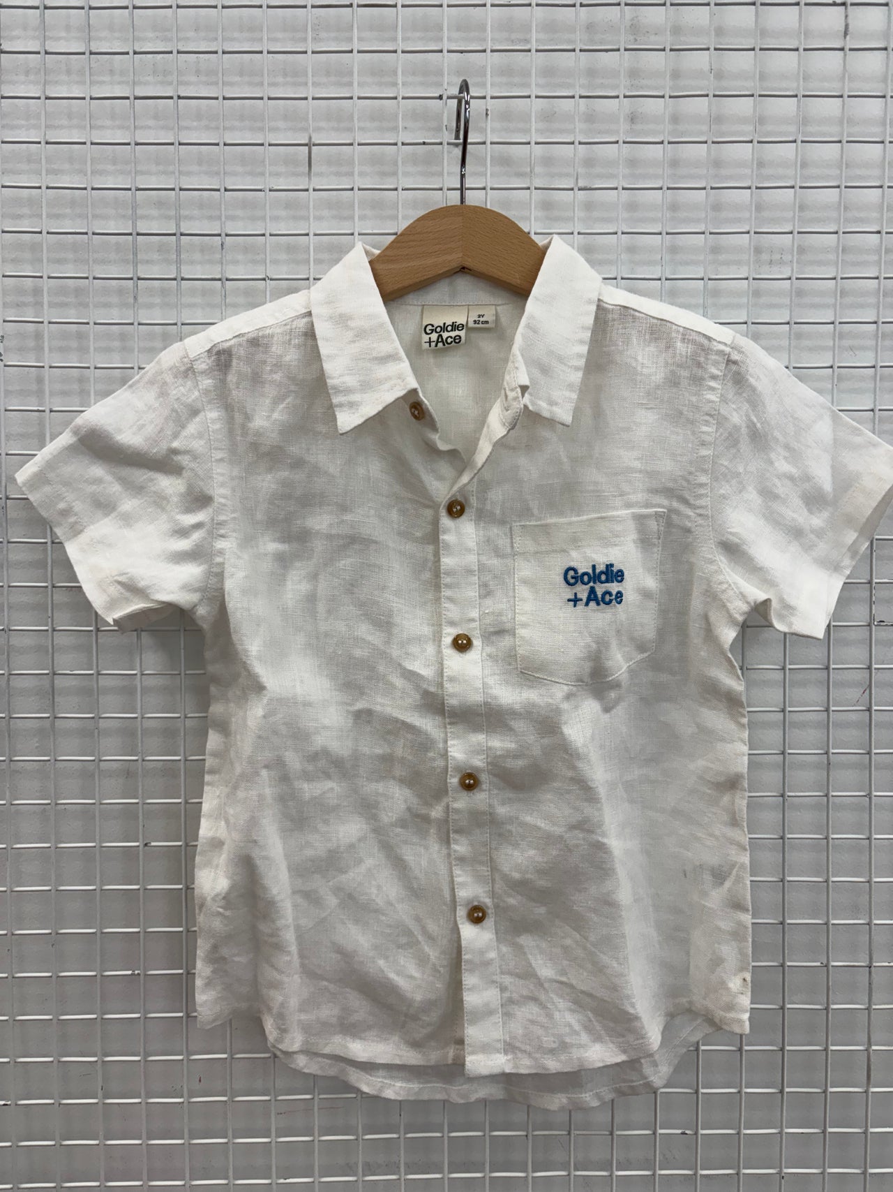 HOLIDAY LINEN SHIRT W BLUE LOGO - 2Y