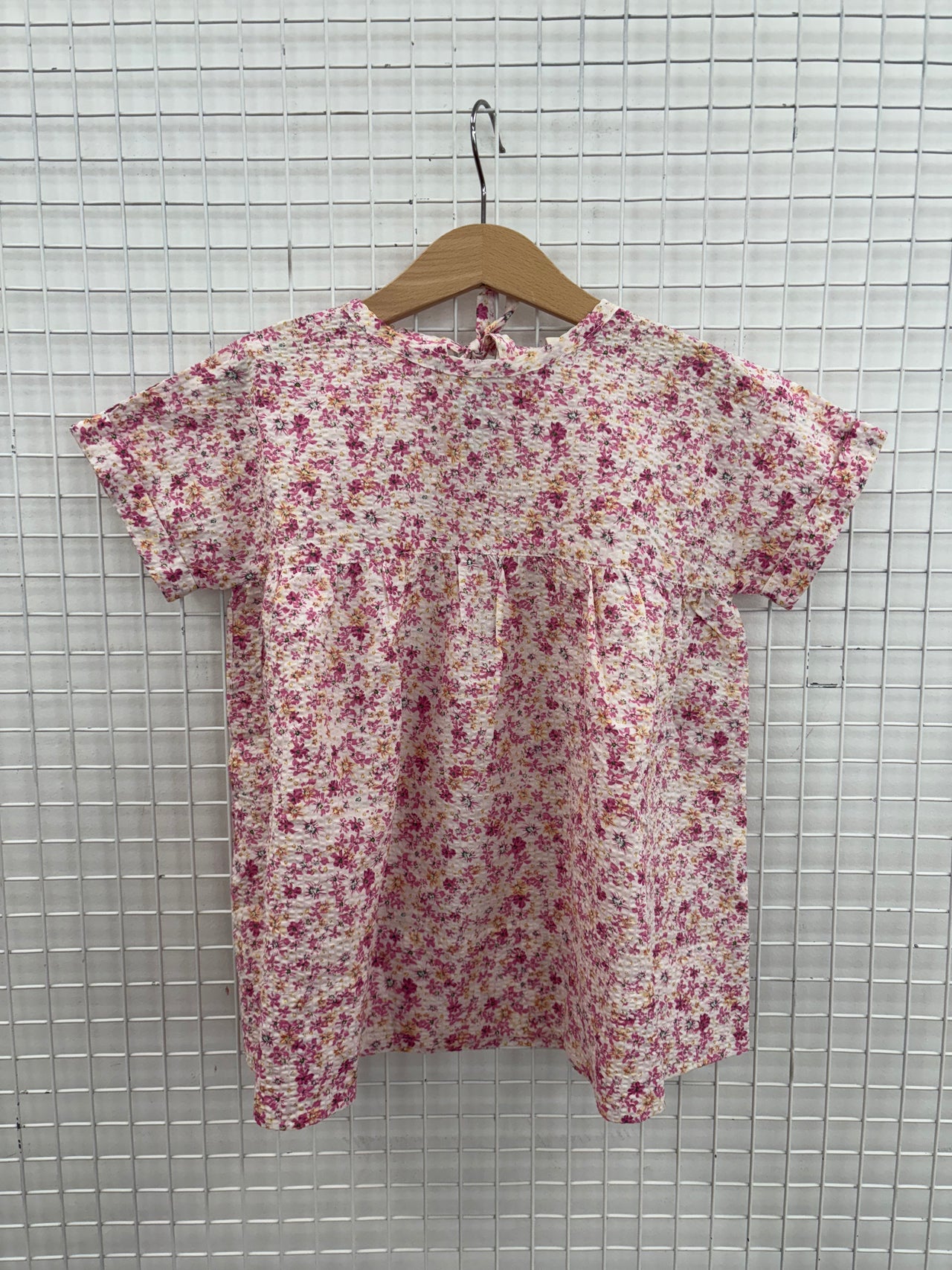 LULU SEERSUCKER DRESS PINK FLORAL - 1Y